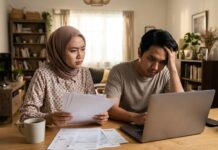 5 Kesalahan Umum Pembeli Rumah Pertama yang Sering Disesali Pasangan muda Indonesia tampak kecewa setelah menyadari kesalahan dalam pembelian rumah pertama mereka