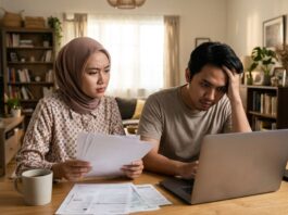 5 Kesalahan Umum Pembeli Rumah Pertama yang Sering Disesali Pasangan muda Indonesia tampak kecewa setelah menyadari kesalahan dalam pembelian rumah pertama mereka
