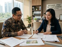 PPJB vs AJB: Perbedaan, Fungsi, dan Mana yang Lebih Aman? Proses penandatanganan dokumen PPJB dan AJB di kantor notaris dalam transaksi jual beli properti Indonesia