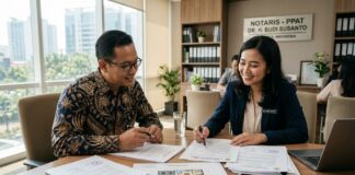 PPJB vs AJB: Perbedaan, Fungsi, dan Mana yang Lebih Aman? Proses penandatanganan dokumen PPJB dan AJB di kantor notaris dalam transaksi jual beli properti Indonesia