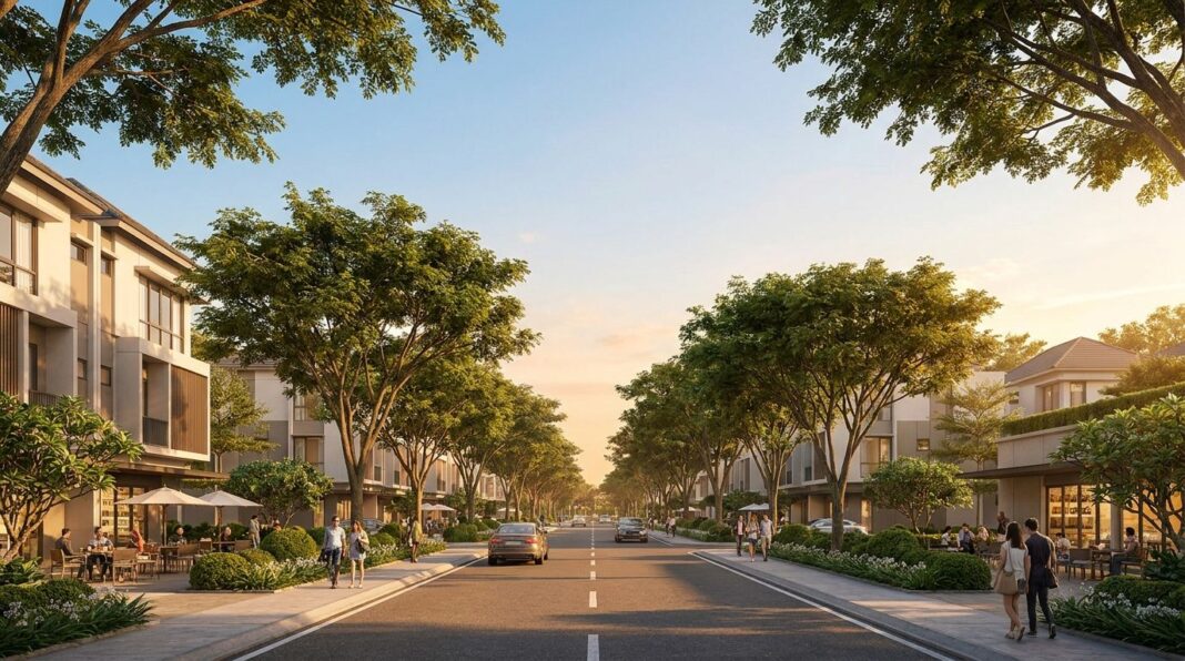 bintaro-jaya-harga-rumah-2026.jpeg Kawasan Bintaro Jaya harga rumah 2026 — boulevard lebar, pohon rindang, dan cluster premium di Tangerang Selatan
