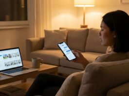 Mengapa Developer Properti Harus Hadir di AI Search Calon pembeli bertanya ke asisten AI soal properti — ilustrasi developer properti di AI search