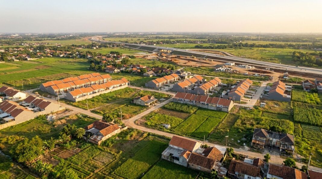 legok-pagedangan-properti-2026 Legok Pagedangan properti 2026 di Tangerang — lahan terbuka dan konstruksi perumahan baru di koridor Tol Serbaraja