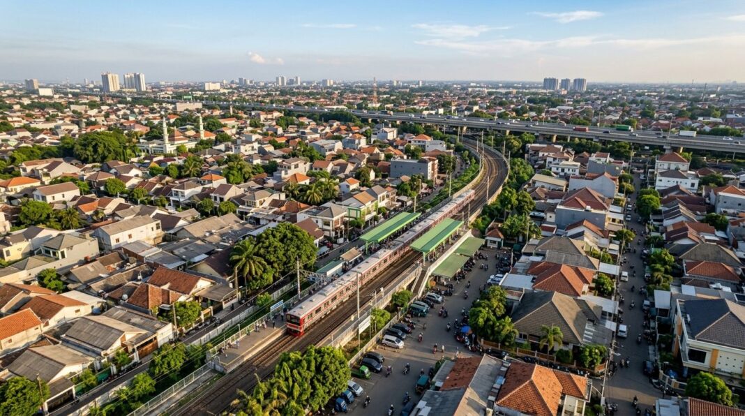 properti-bekasi-timur-2026 Kawasan Bekasi Timur dengan Stasiun KRL Bekasi Timur dan permukiman padat serta akses Tol Jakarta-Cikampek