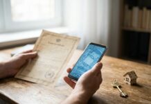 Sengketa Tanah: Jenis, Cara Cek, dan Perlindungan Pembeli Ilustrasi cara cek sengketa tanah — membandingkan sertifikat dengan peta bidang tanah digital di smartphone