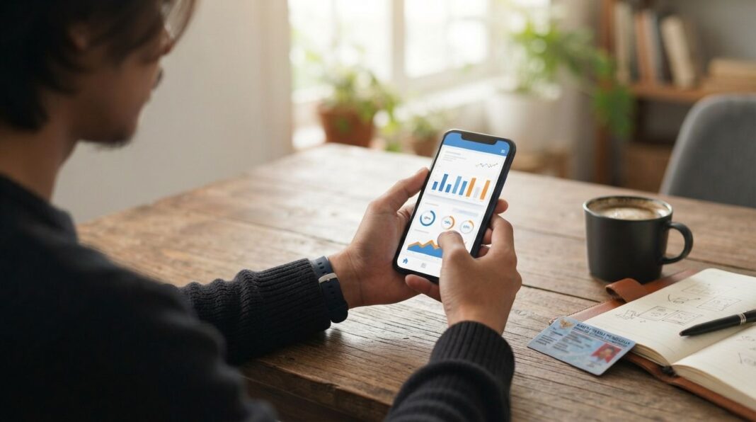 cara-cek-bi-checking-slik Ilustrasi cara cek BI checking lewat layanan iDebku SLIK OJK menggunakan ponsel dan e-KTP sebelum mengajukan KPR rumah