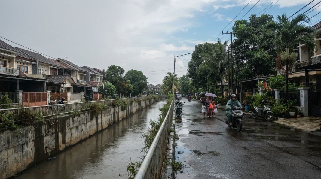 properti-jatiasih-2026 Properti Jatiasih 2026 dengan permukiman Kota Bekasi di dekat saluran Kali Bekasi yang menjadi titik rawan banjir